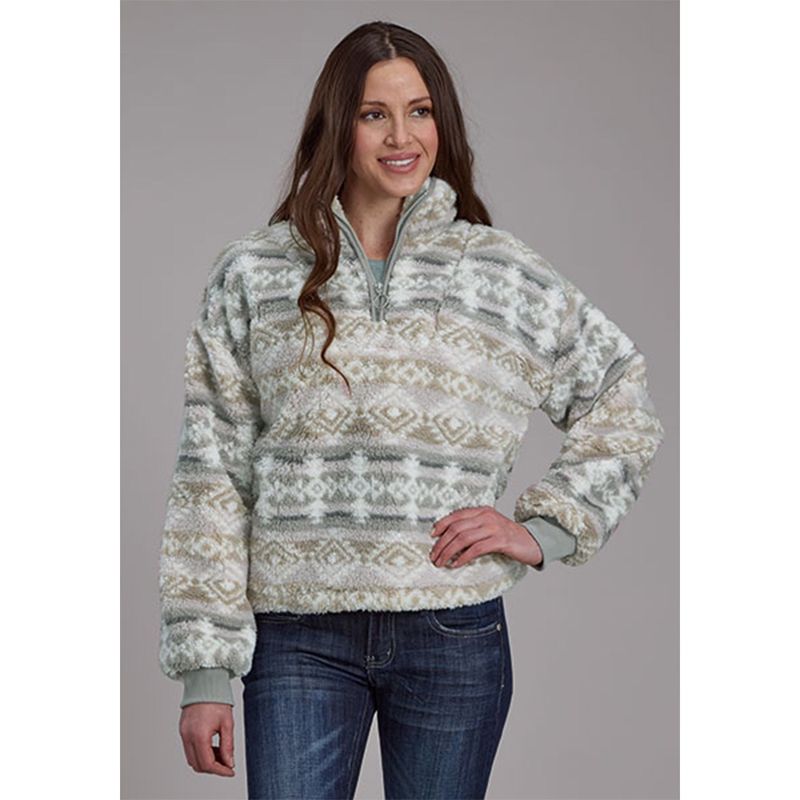 Roper Women&#39;s Cropped Grey Polar Fleece Pullover