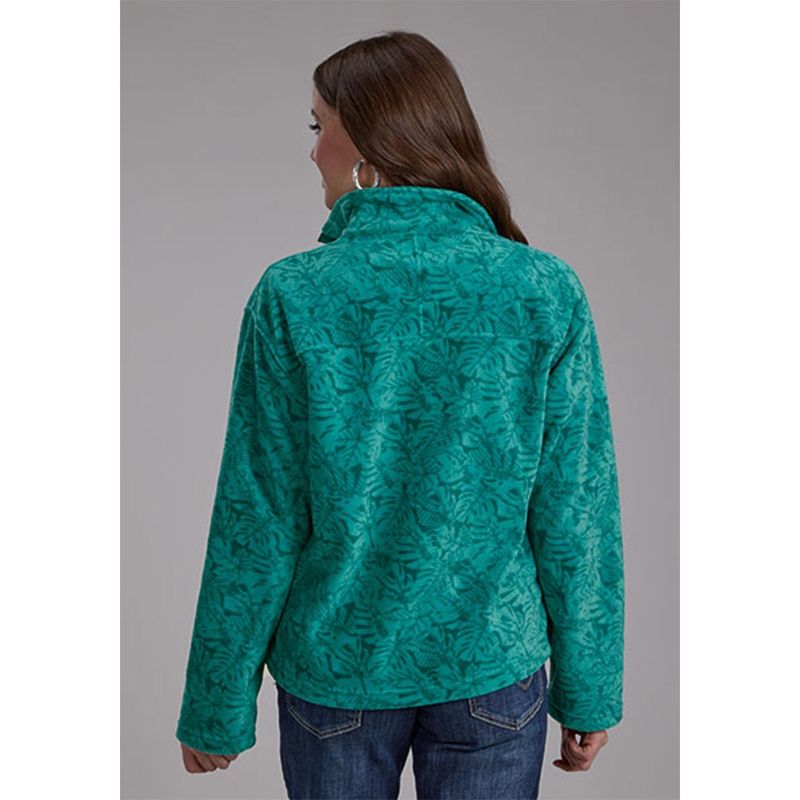 Roper Women's Green Printed Micro Fleece Pullover