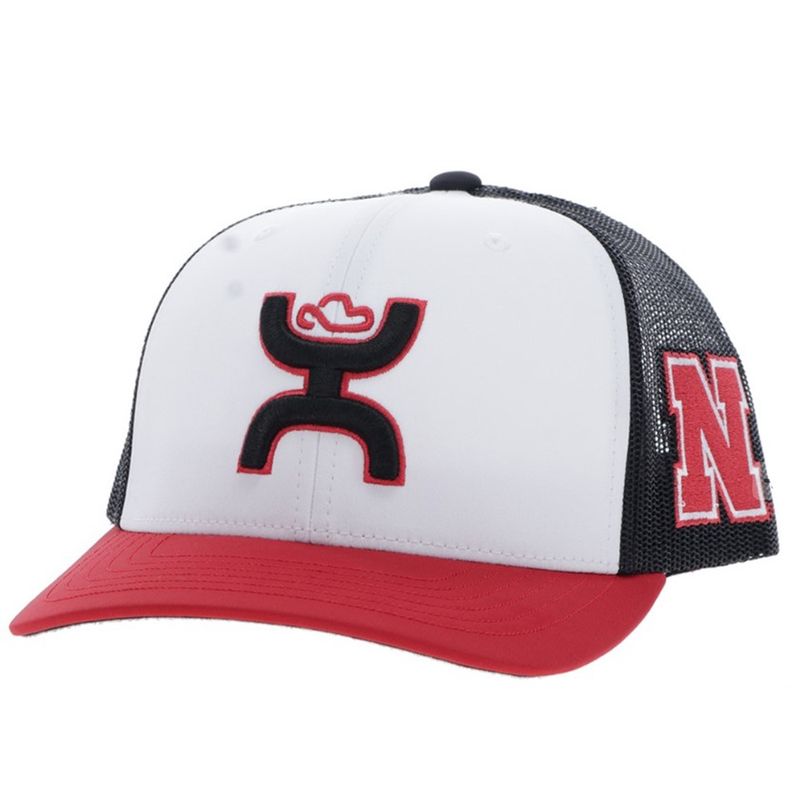 Hooey Nebraska White/Black 6 Panel Truck Cap 7404T-WHBK