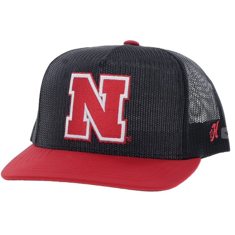 Hooey Nebraska/Red 5 Panel Trucker Cap with N Embroidery 7406T-BK