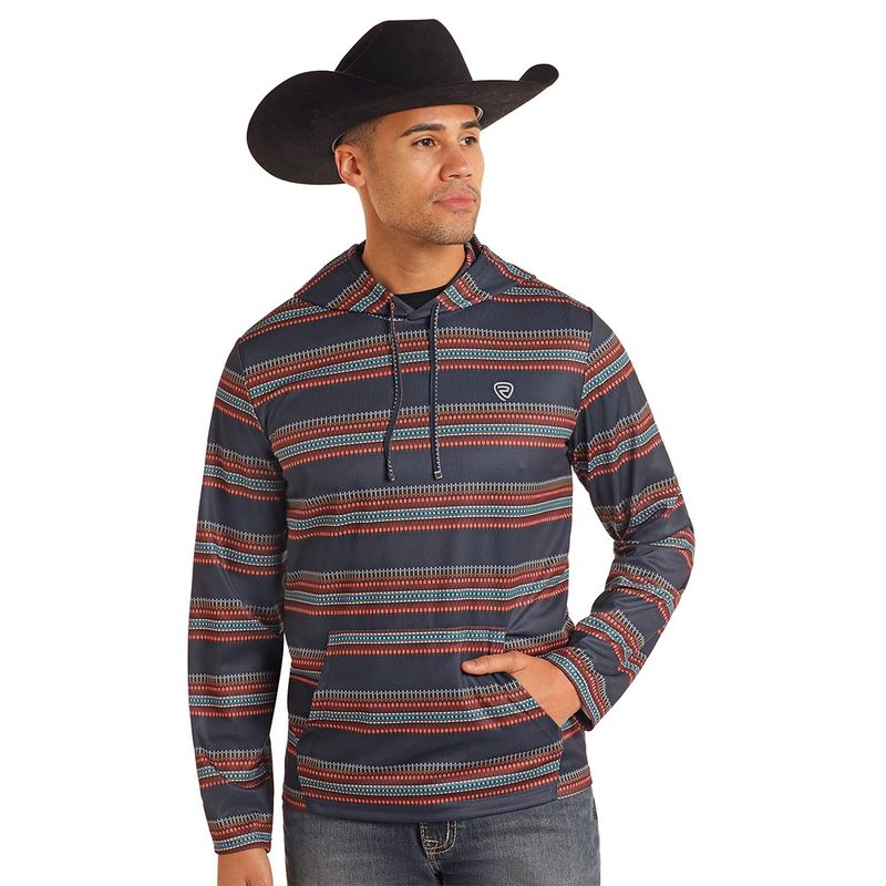 Rock &amp; Roll Denim Men&#39;s Performance Stripe Printed Hoodie