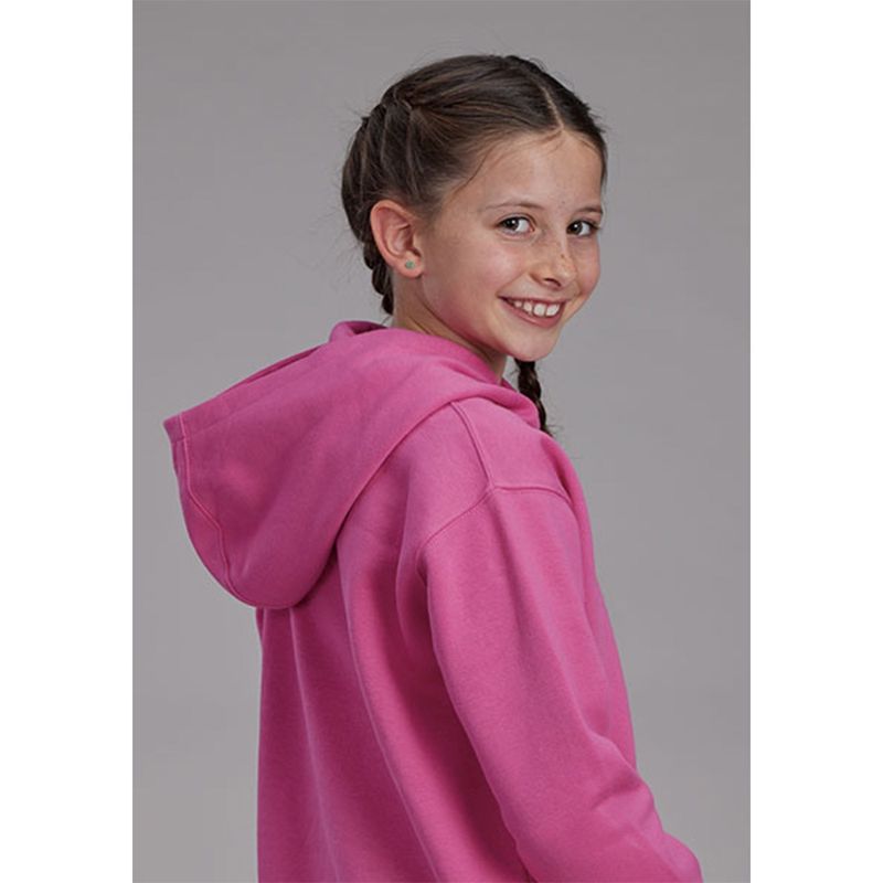 Roper Girl's Cotton/Poly Pink Pullover Hoodie Sweatshirt