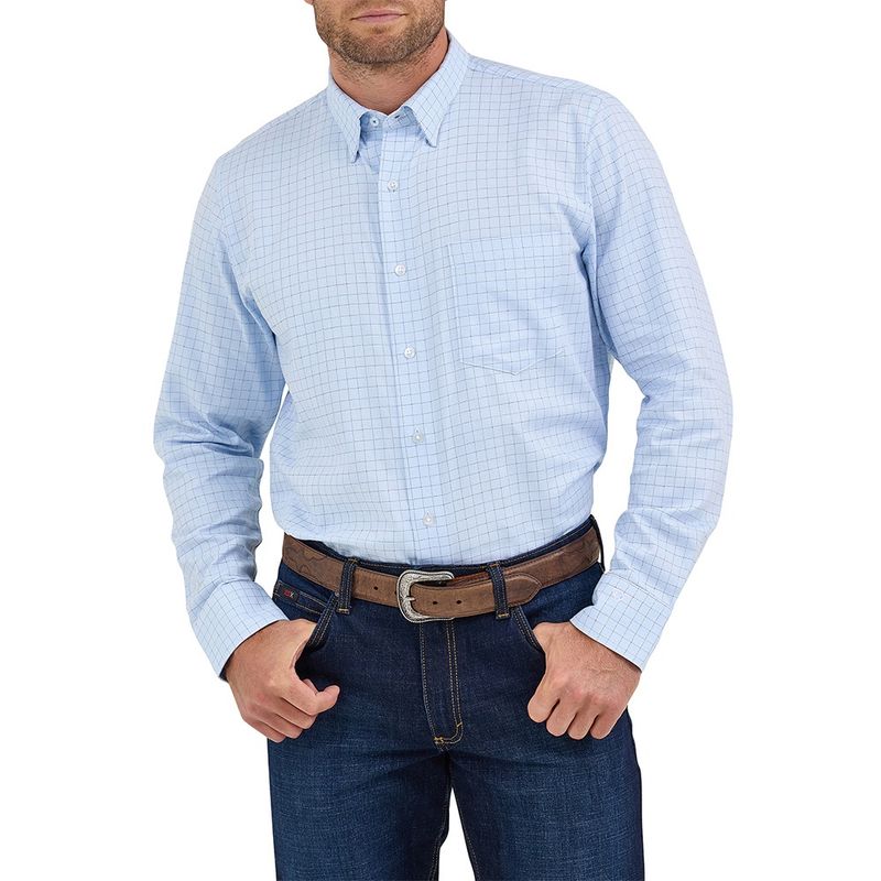 Wrangler Cody Johnson On Pocket Button Down Shirt Blue Squares