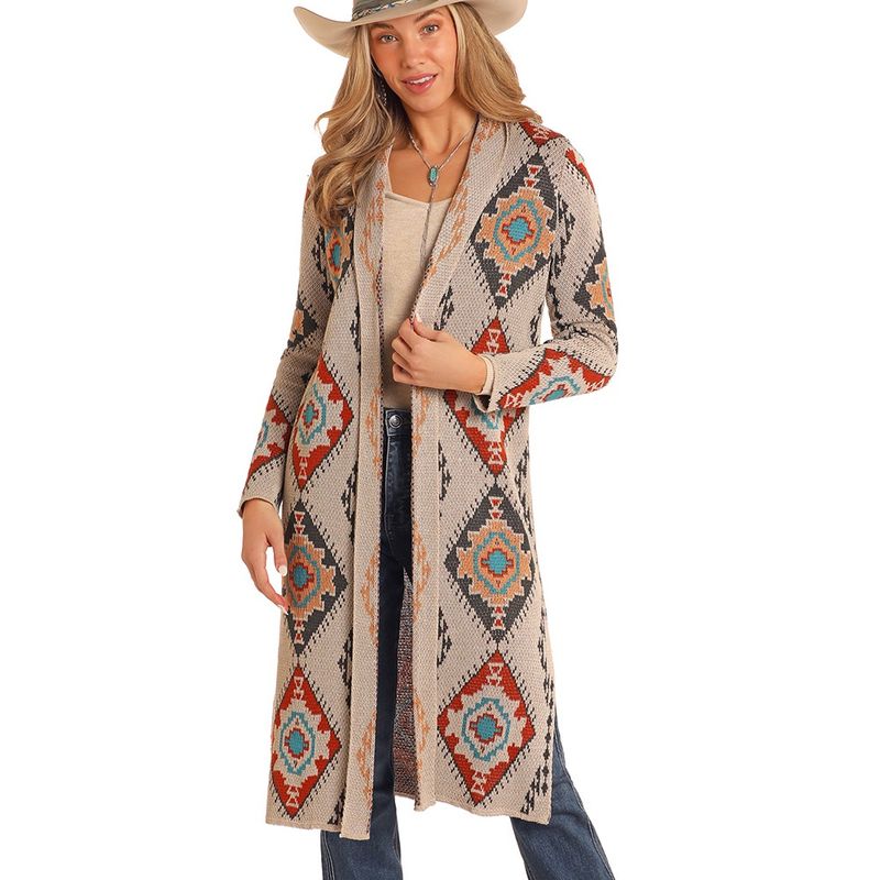 Rock &amp; Roll Denim Women&#39;s Aztec Duster Eggshell