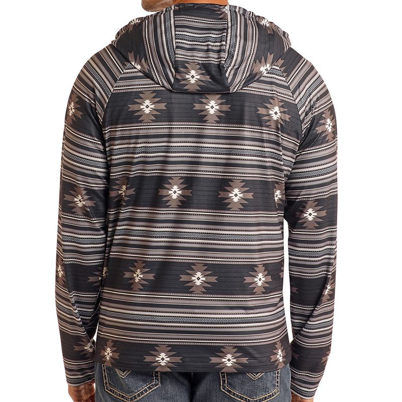 Rock and Roll Denim Men's Performance Black Aztec Printed Hoodie