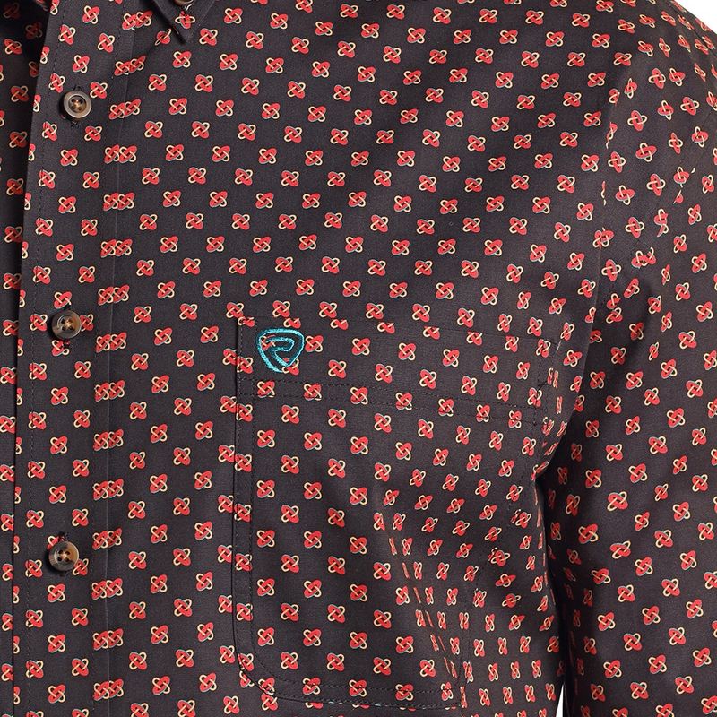 Rock and Roll Denim Men's Burgundy Geo Print Shirt
