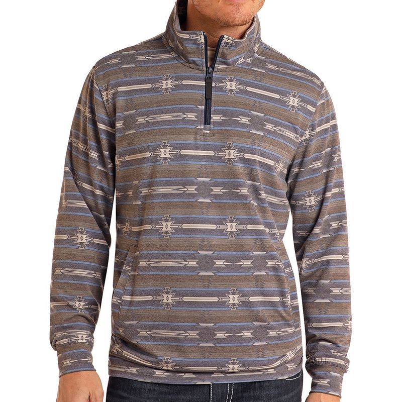 Rock and Roll Denim Men&#39;s Navy Performance Printed 1/4 Zip Pullover