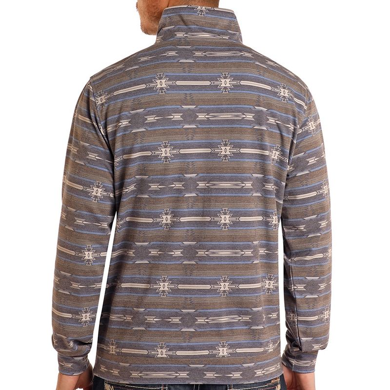 Rock and Roll Denim Men's Navy Performance Printed 1/4 Zip Pullover