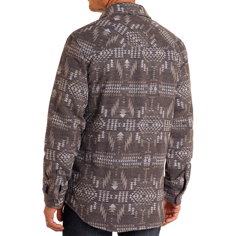 Rock and Roll Denim Men's Charcoal Aztec Jacquard Shacket