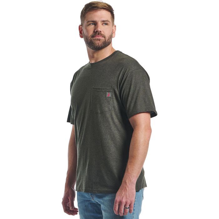 Justin Men&#39;s Pocket Tee - Heather Olive, Size: Medium