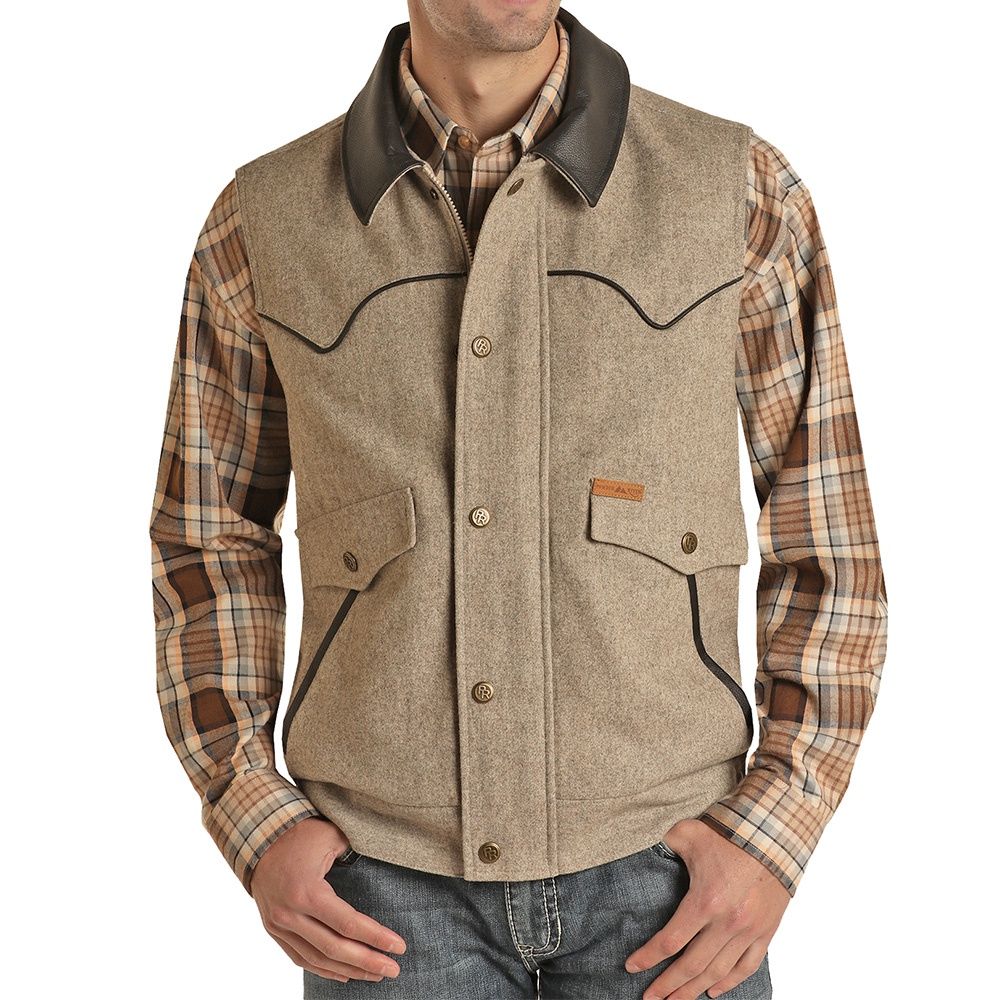 Powder River Outfitters Heather Holbrook Wool Beige Vest, Size: Medium