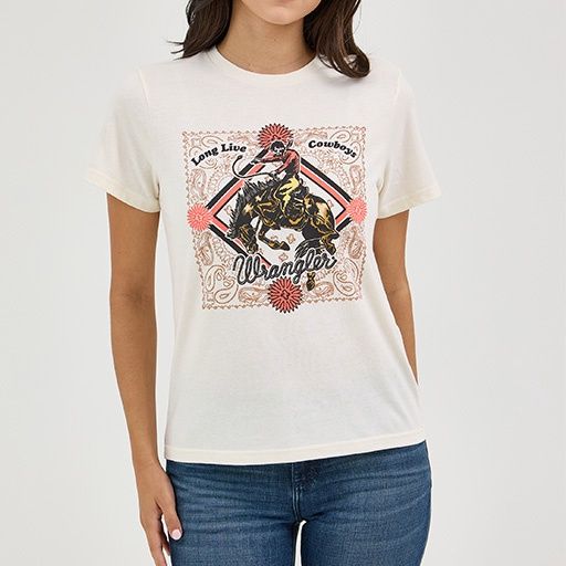 Wrangler Women&#39;s Western Graphic Antique White Regular Fit T-Shirt