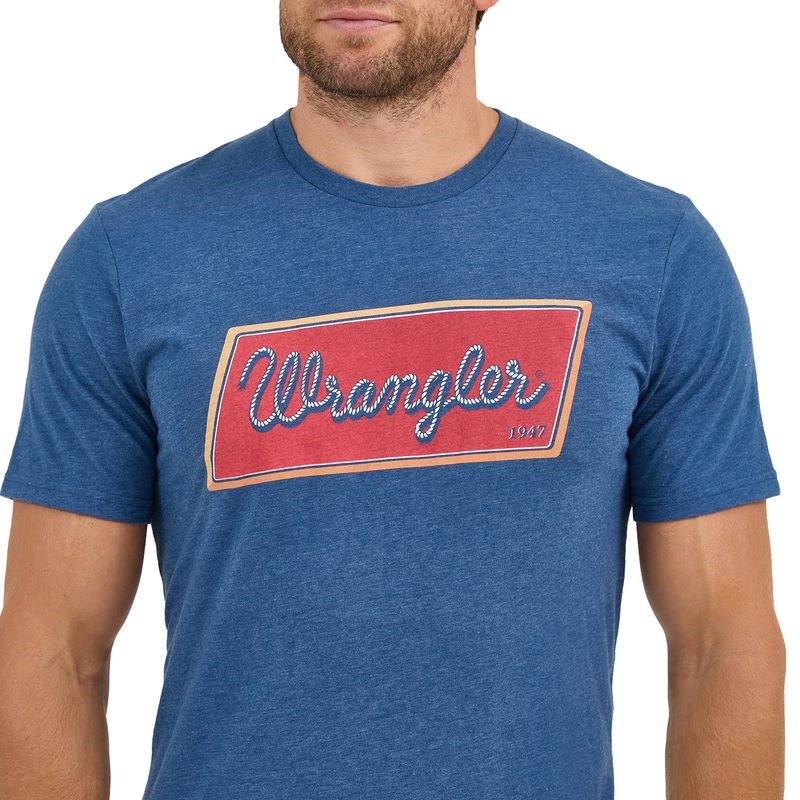 Wrangler Men's Navy Heather Rope Emblem Graphic T-Shirt