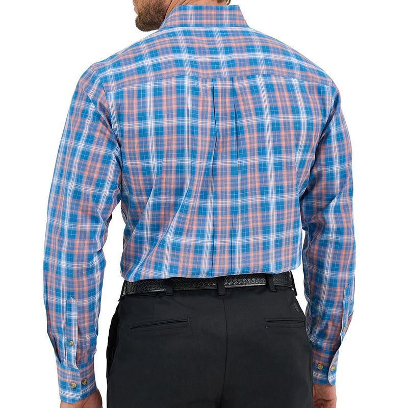 Wrangler Men's Riata Blue/Peach Shirt – Classic Style &amp; Comfort