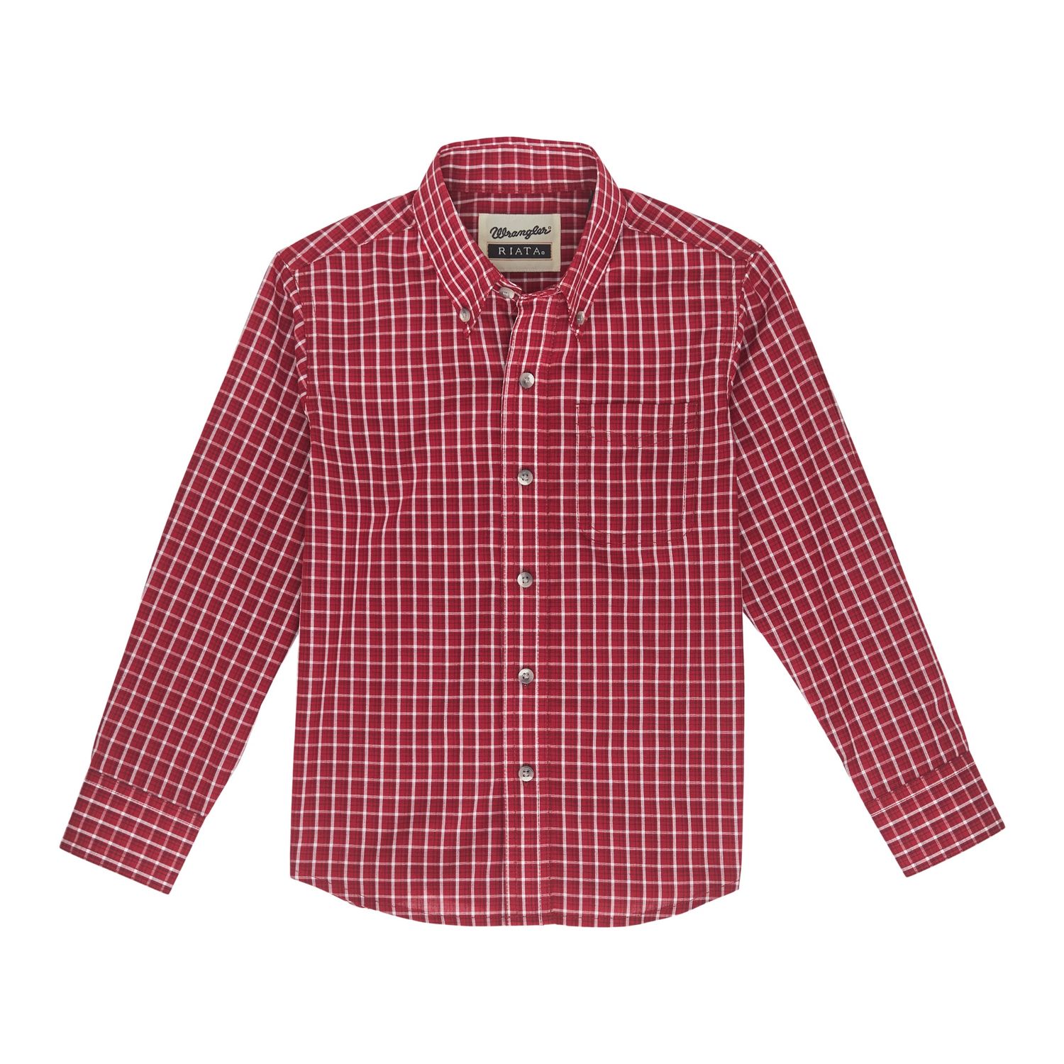 Wrangler Boy&#39;s Riata Red Plaid Long Sleeve Shirt, Size: XX-Small