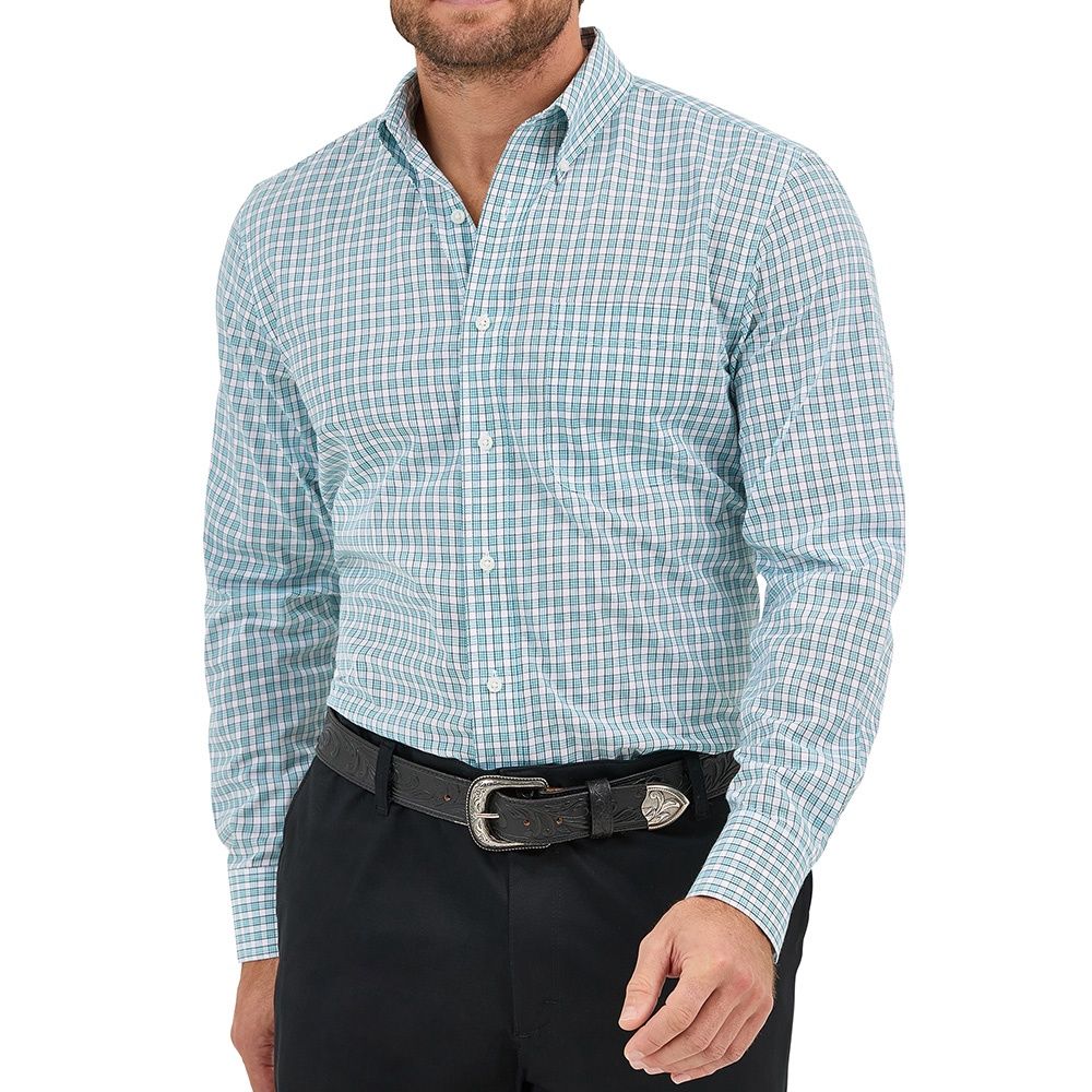 Wrangler Men&#39;s  Riata Aqua L/S Shirt