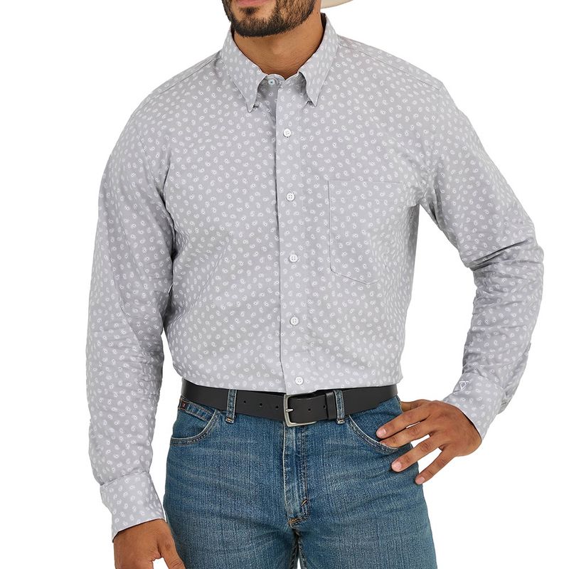 Wrangler Men&#39;s Cody Johnson Slate Paisley One Pocket Button Down Shirt