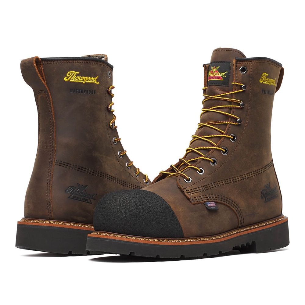 Thorogood HammerHead 8&quot; Crazy Horse Nano Toe, Size: 8.5D
