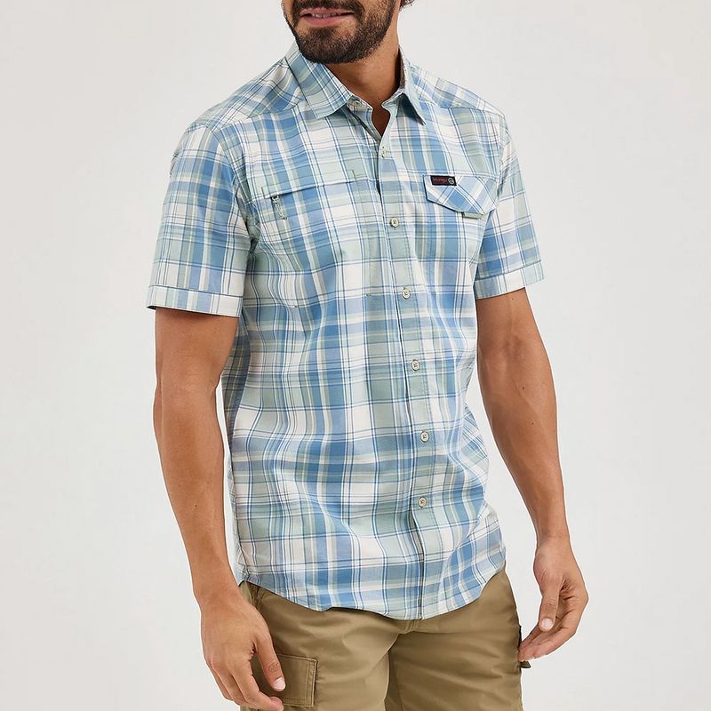 Wrangler Men&#39;s ATG Cedar Zip Pocket Plaid Shirt – Iceberg
