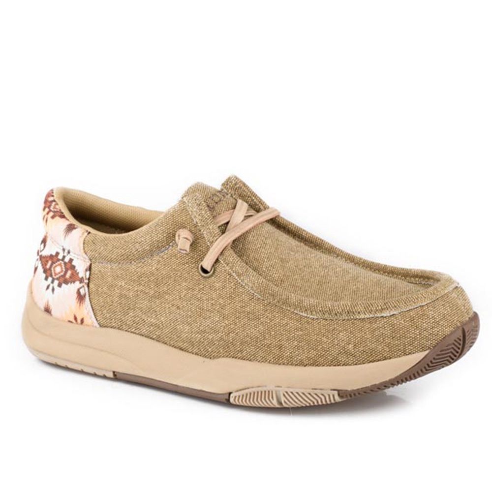 Roper Women&#39;s Tan Canvas Vamp Aztec Heel 3506
