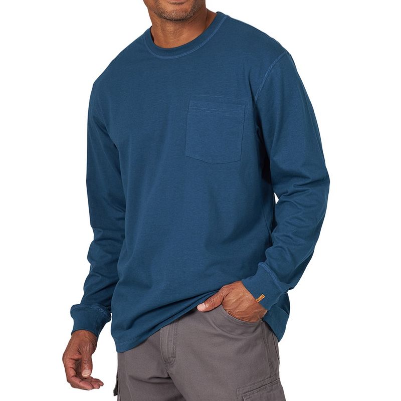Wrangler Men&#39;s Riggs Workwear Long Sleeve Oxford Blue 1 Pocket T-Shirt