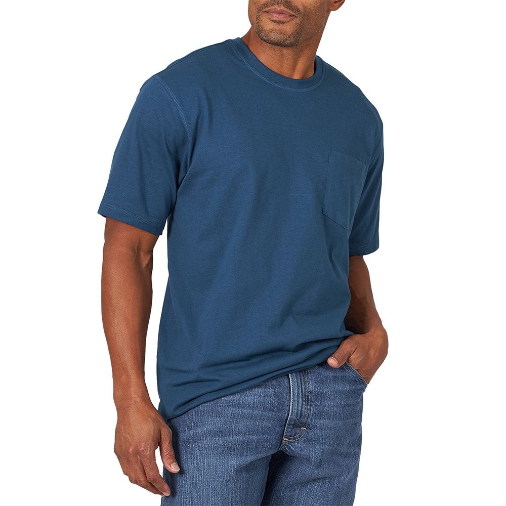 Wrangler Men&#39;s Riggs Workwear Short Sleeve Oxford Blue 1 Pocket T-Shirt, Size: Medium