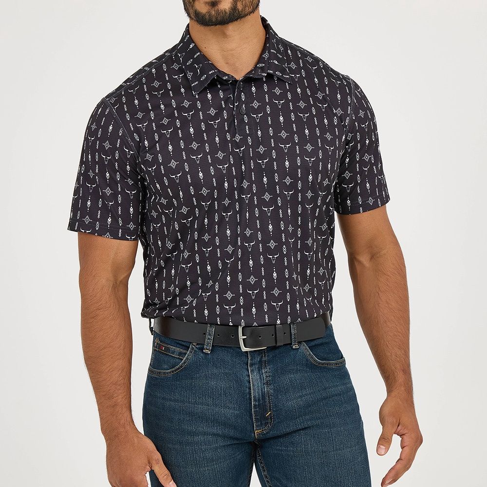 Wrangler Men&#39;s Performance Steer Black Polo Shirt