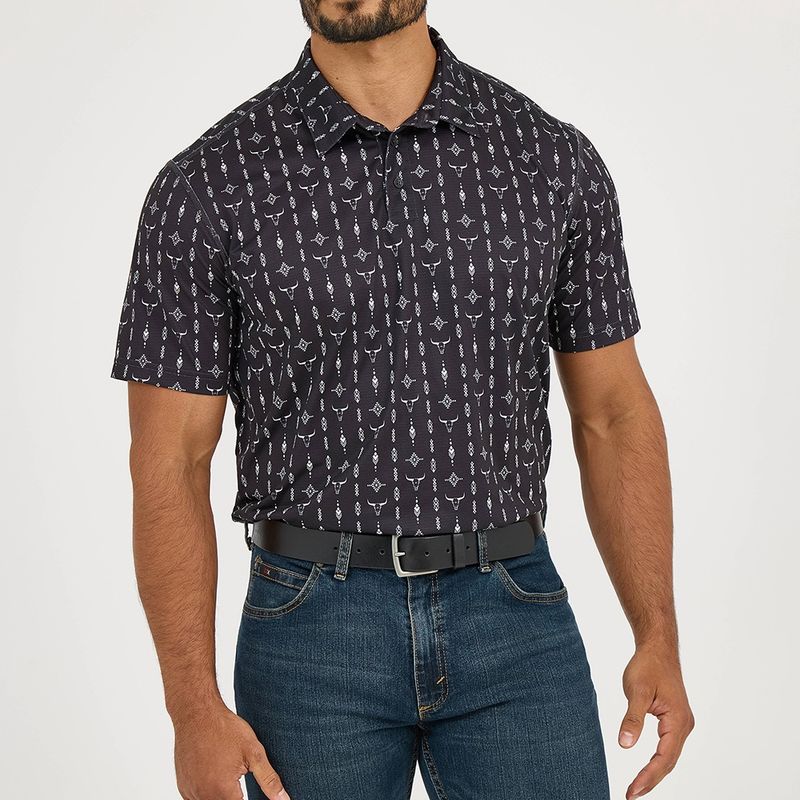 Wrangler Men&#39;s Performance Steer Black Polo Shirt
