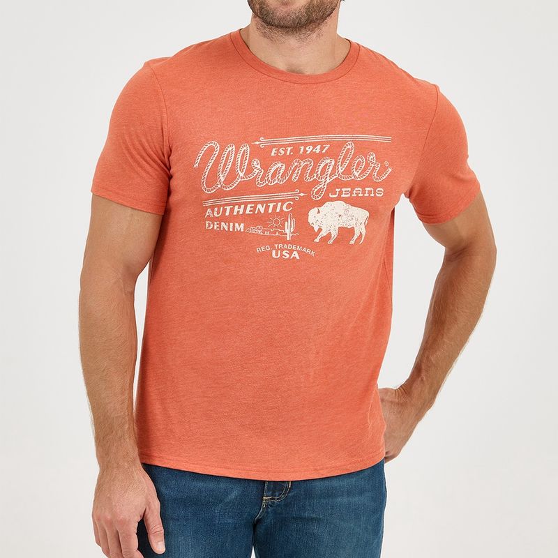Wrangler Men&#39;s Rope Emblem Graphic T-Shirt – Sienna Bison