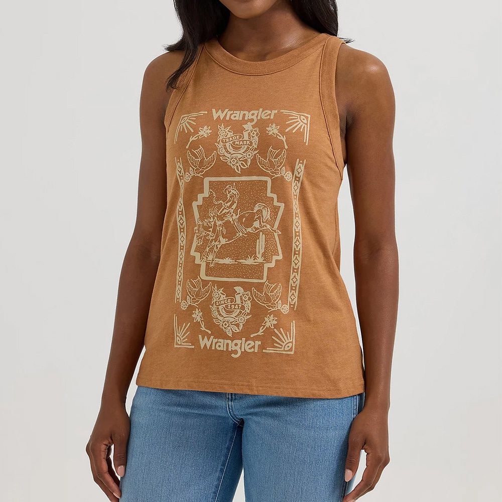 Wrangler Women’s Western Graphic Goddess Tank – Argan Oil