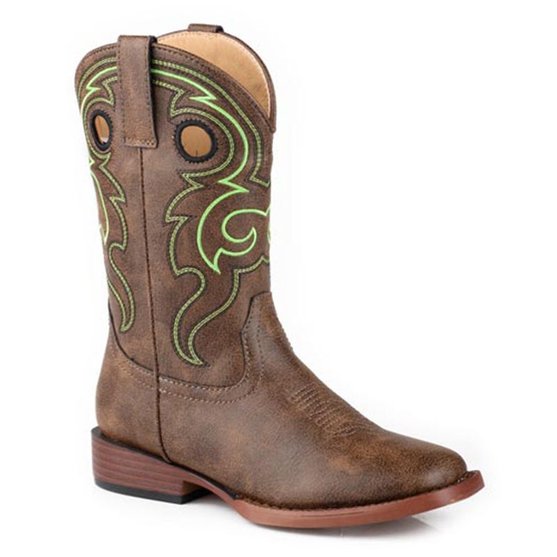 Roper Little Kid&#39;s Reno Brown Faux Leather Boots 3498