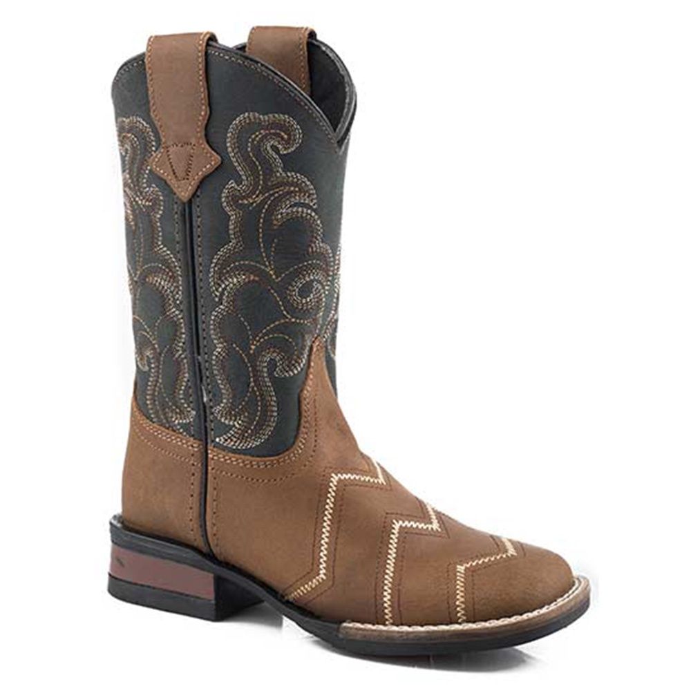 Roper Little Kid&#39;s Monterey Angles Brown Leather Boots – 2935