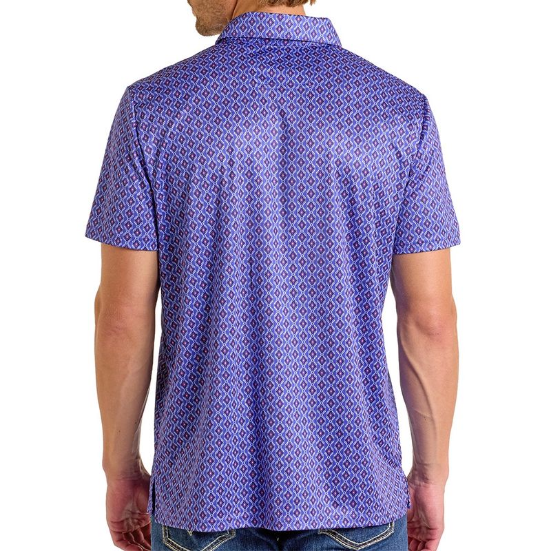 Rock &amp; Roll Denim Men's Mini Aztec Printed Polo Shirt – Royal