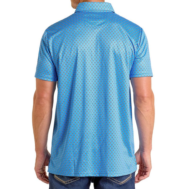 Rock &amp; Roll Denim Men's Geo-Printed Polo Shirt – Blue