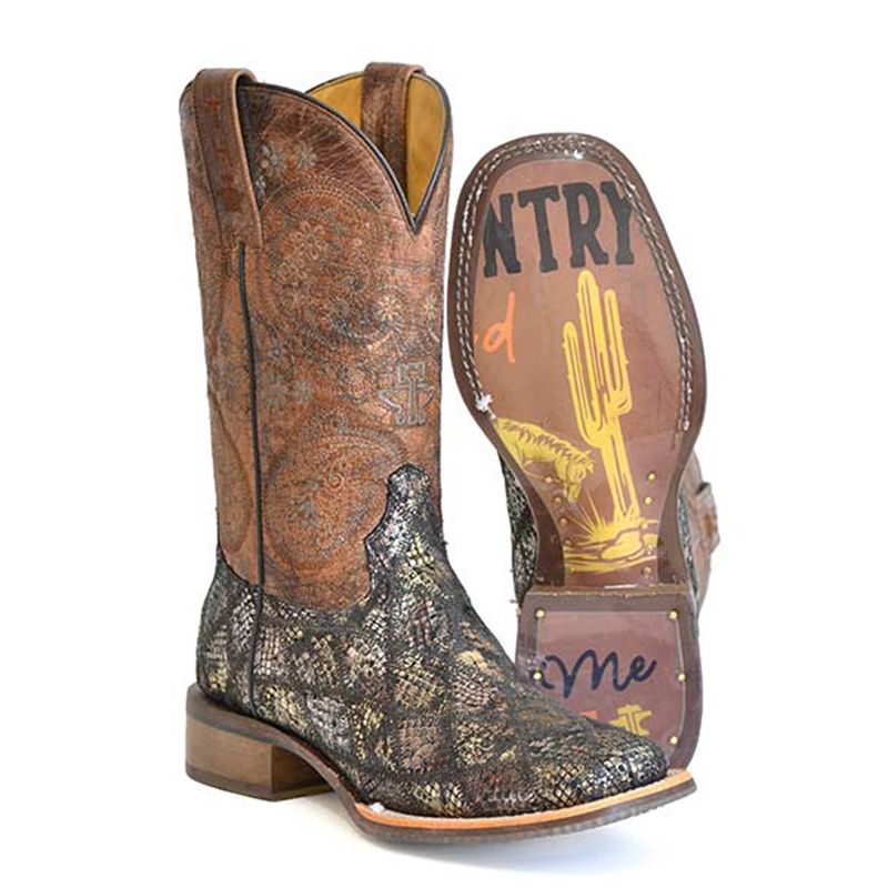 Tin Haul Women’s Paisley Python Boots – Country Road Sole - 1503