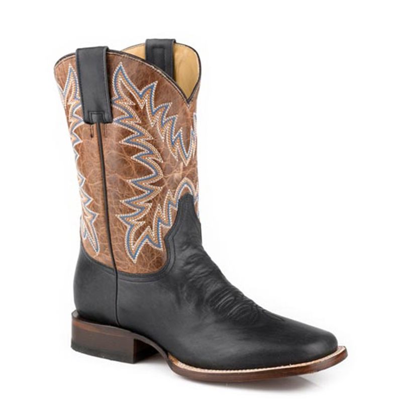 Stetson Men’s Cole Square Toe Boots – Polished Black Leather with Classic Cowboy Soul