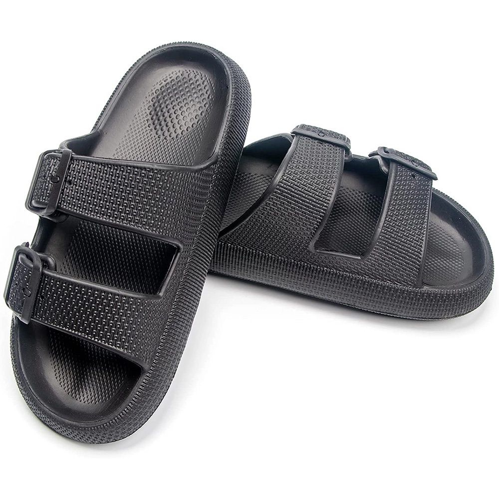 Roxoni Women’s Black Slip-On Sandals – Casual, Comfy &amp; Cute for Summer Days