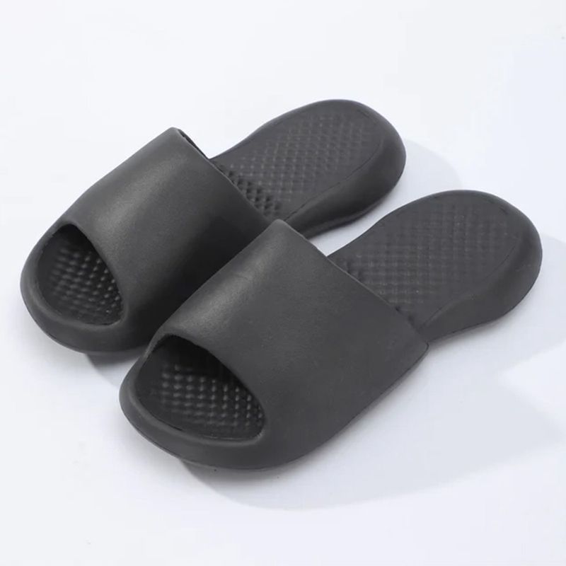 Roxoni Men’s Black Solid Slip-On Sports Slippers – Casual Comfort for Active Living