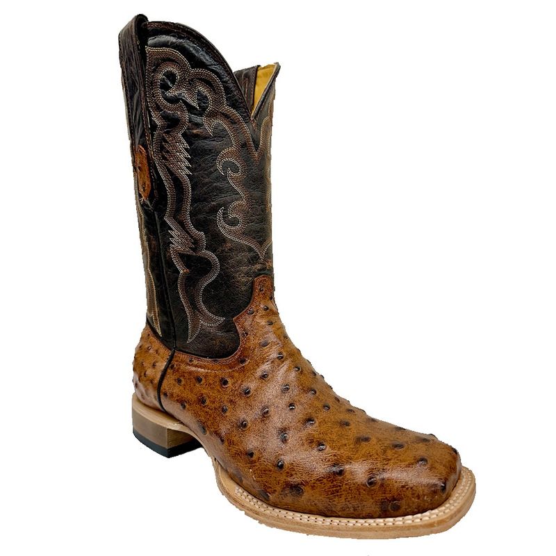 Cowtown Men&#39;s Cognac Ostrich Print Boots – Q6064