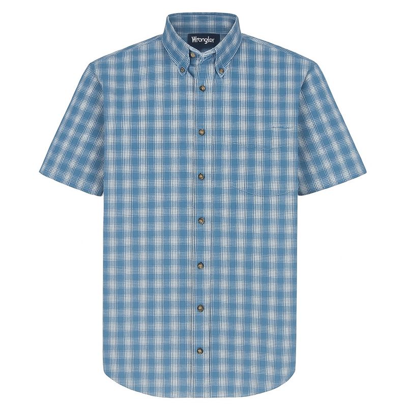 Wrangler Men&#39;s Riata Dress Short Sleeve Shirt – Blue