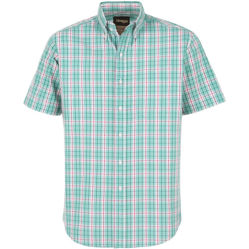 Wrangler Men&#39;s Riata Dress Short Sleeve Shirt – Aqua