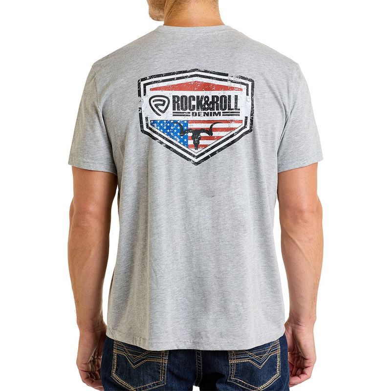 Rock &amp; Roll Denim Men's Light Grey Americano Graphic T-Shirt