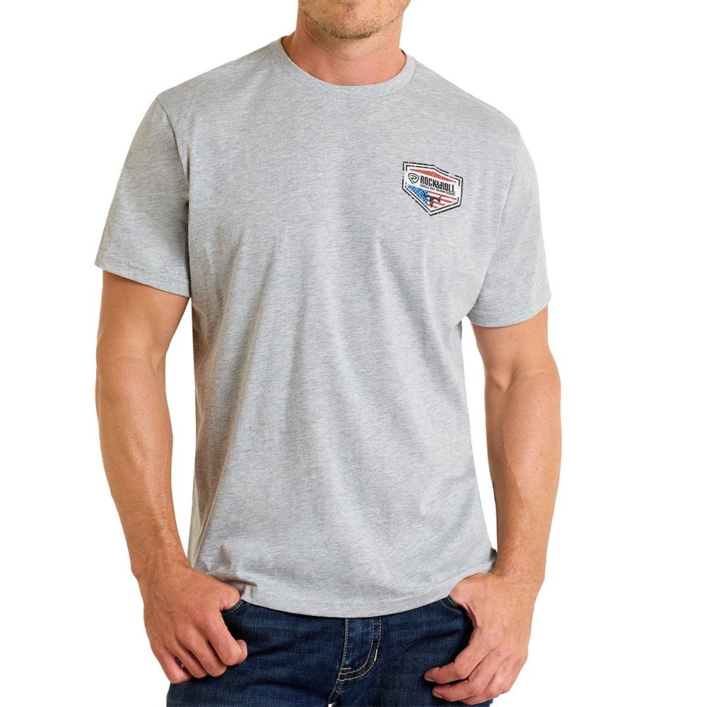 Rock &amp; Roll Denim Men&#39;s Light Grey Americano Graphic T-Shirt