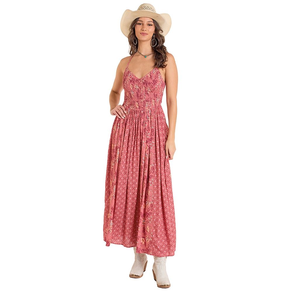 Rock &amp; Roll Denim Women&#39;s Mixed Print Maxi Dress