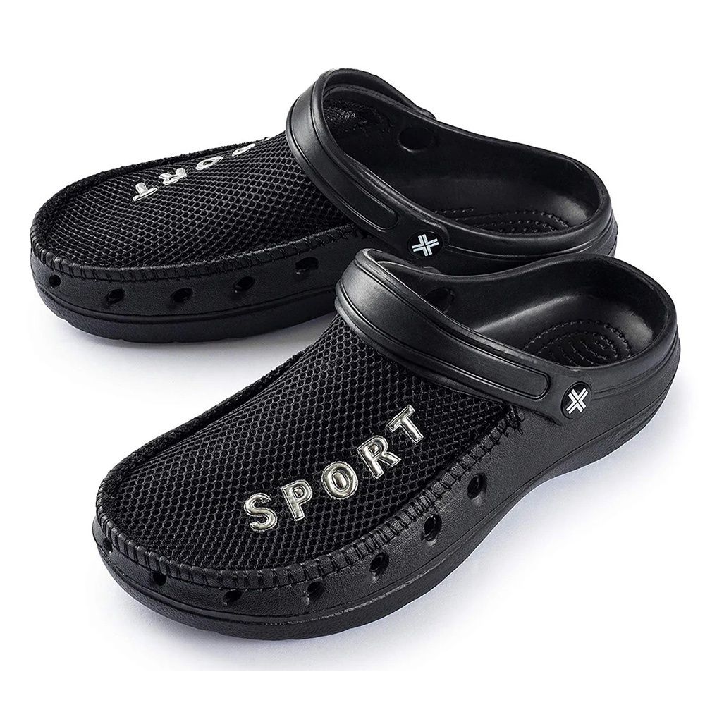 Roxoni Men&#39;s Breathable Black Mesh Upper Clogs