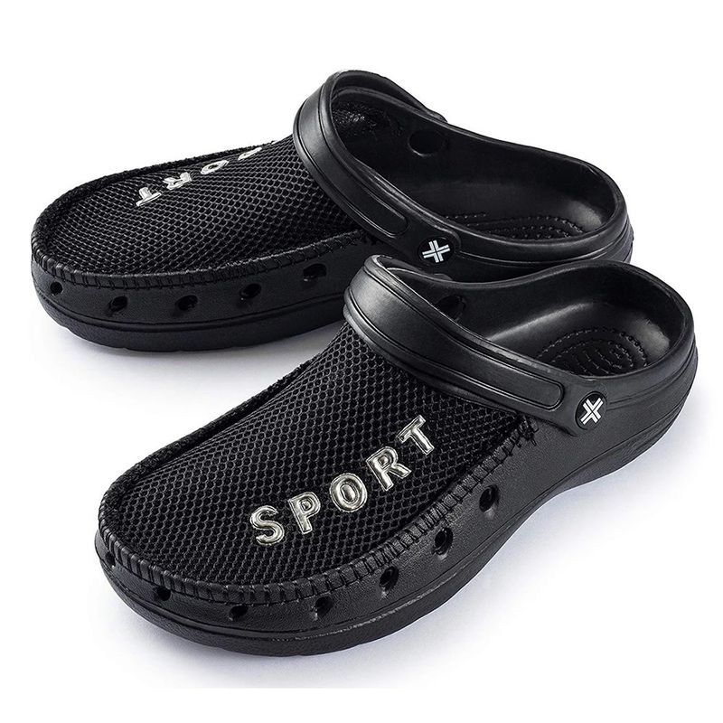 Roxoni Men&#39;s Breathable Black Mesh Upper Clogs