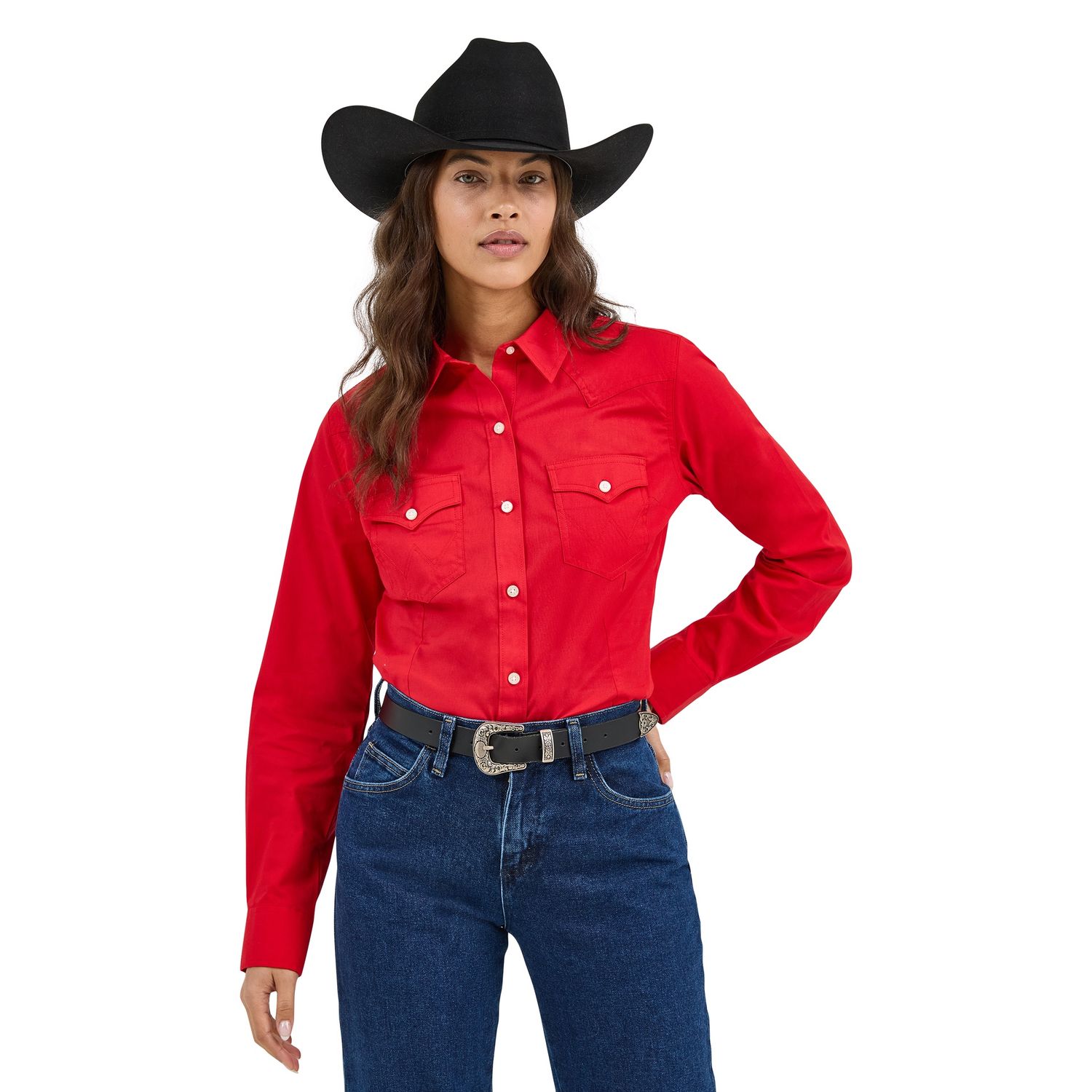 Wrangler Women&#39;s Red Western Button Down Shirt