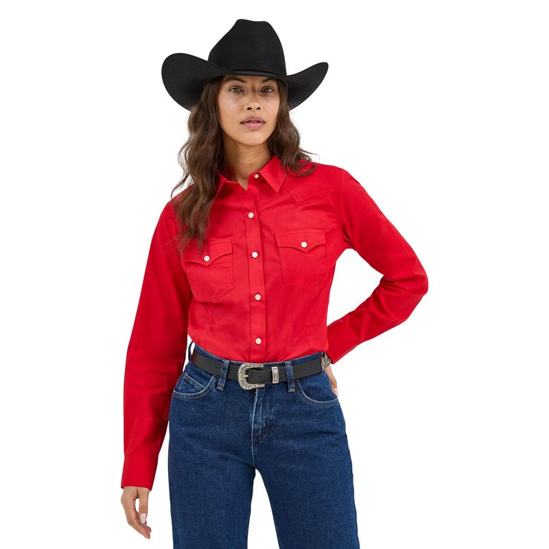 Wrangler Women&#39;s Red Western Button Down Shirt