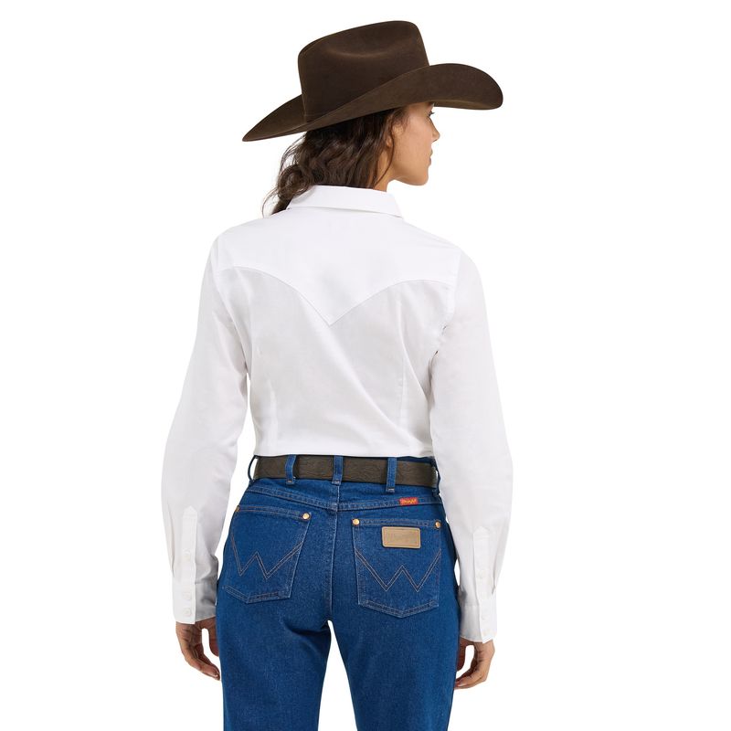 Wrangler Women's White Western Button Down Shirt
