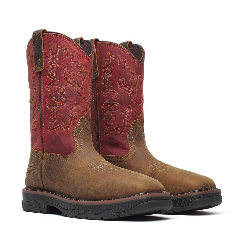 Thorogood Buffalo Ridge Waterproof 11" Brown/Scarlet Nano Square Toe Work Boot – Style #804-4341